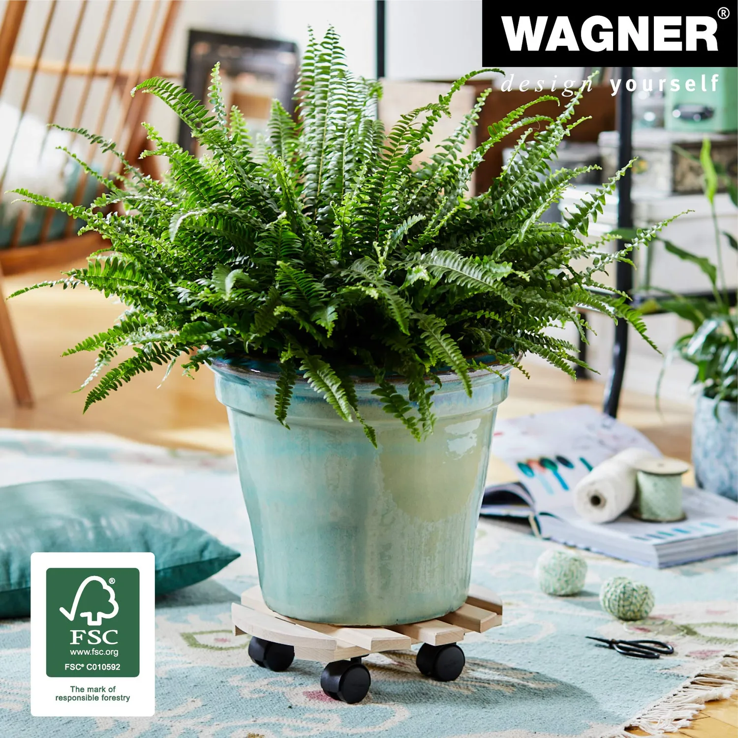 WAGNER carrello piante rotondo Ø30x8 cm faggio naturale