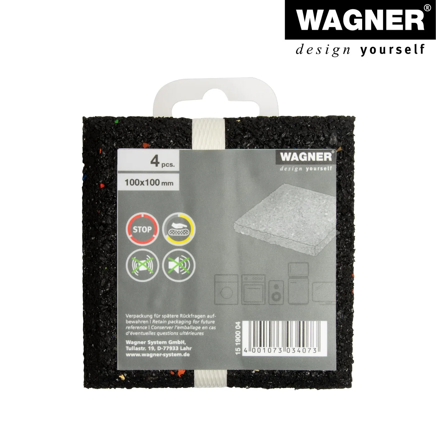 Wagner EH 1900 piedini antivibrazione lavatrice 4 pezzi neri