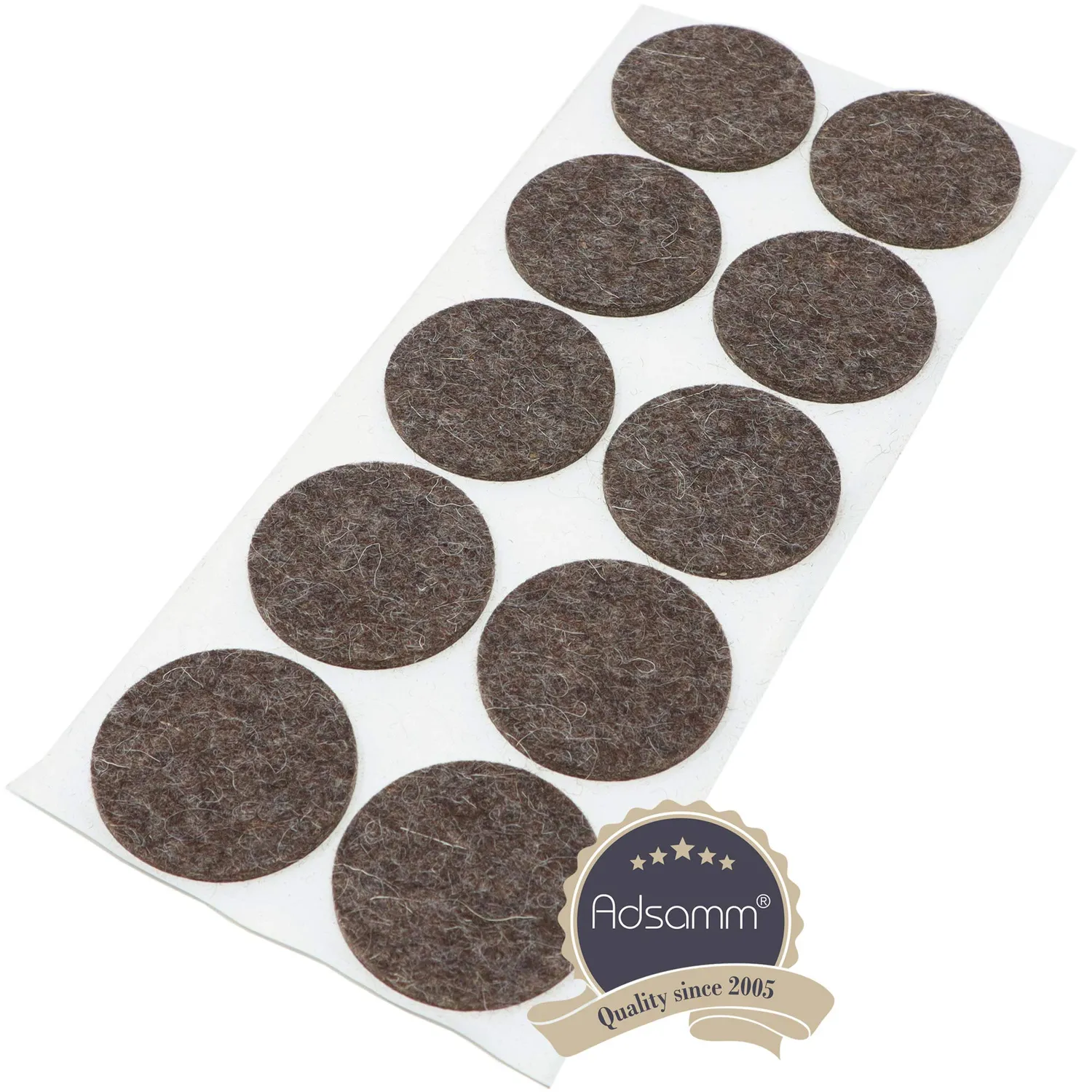 Adsamm Quality Feltrini Lana Ø45 mm Marroni 10 Pezzi 3 mm