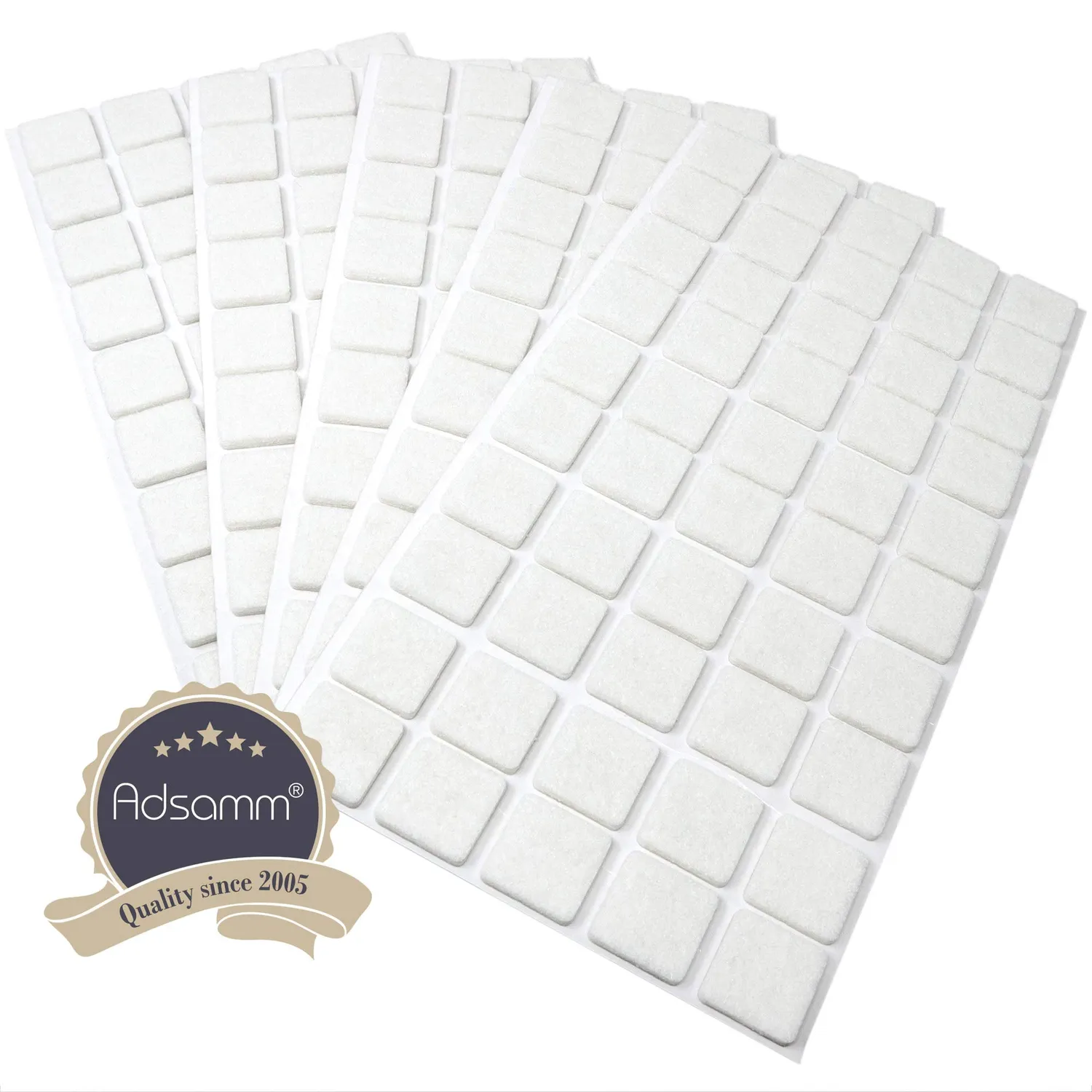 Adsamm Feltrini Autoadesivi 20x20mm Bianchi 250 Pezzi Quadrati