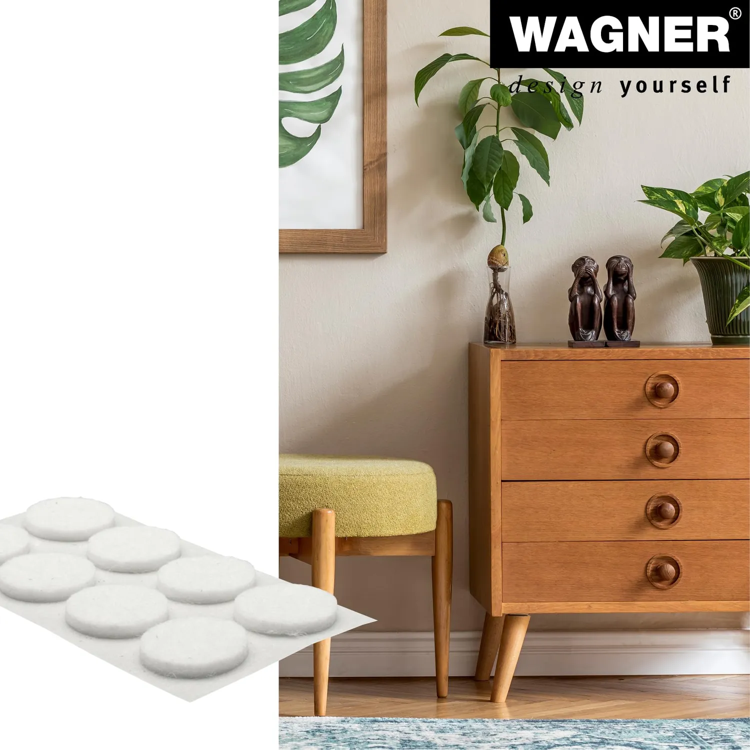 Wagner EH 1217 15121799 feltrini tondi 17 mm 24 pezzi bianchi