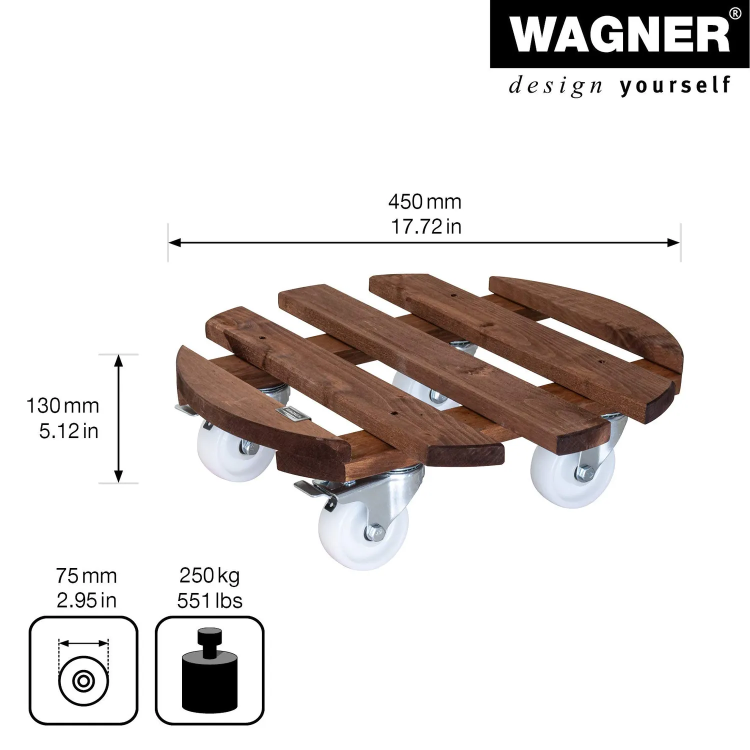 Wagner Paletti Big 20087101 carrello piante Ø45 cm 250 kg