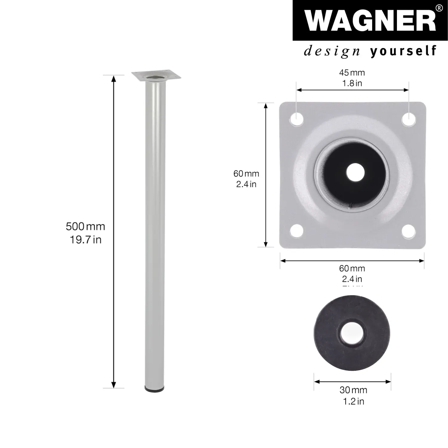 Wagner Classic ST 1250 gamba mobili 500 mm argento