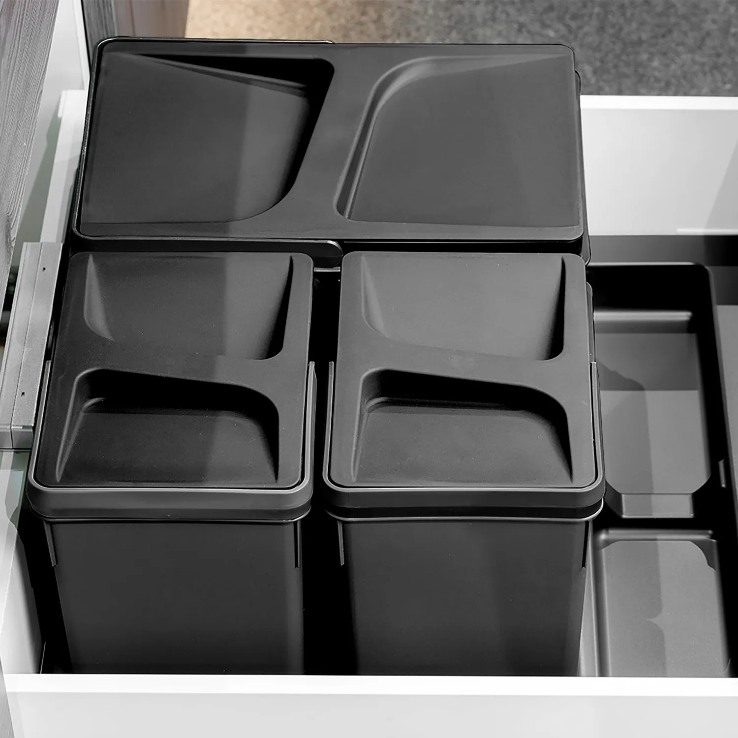 Emuca Harmony Base riciclaggio cucina modulo 80 nera 3 scomparti