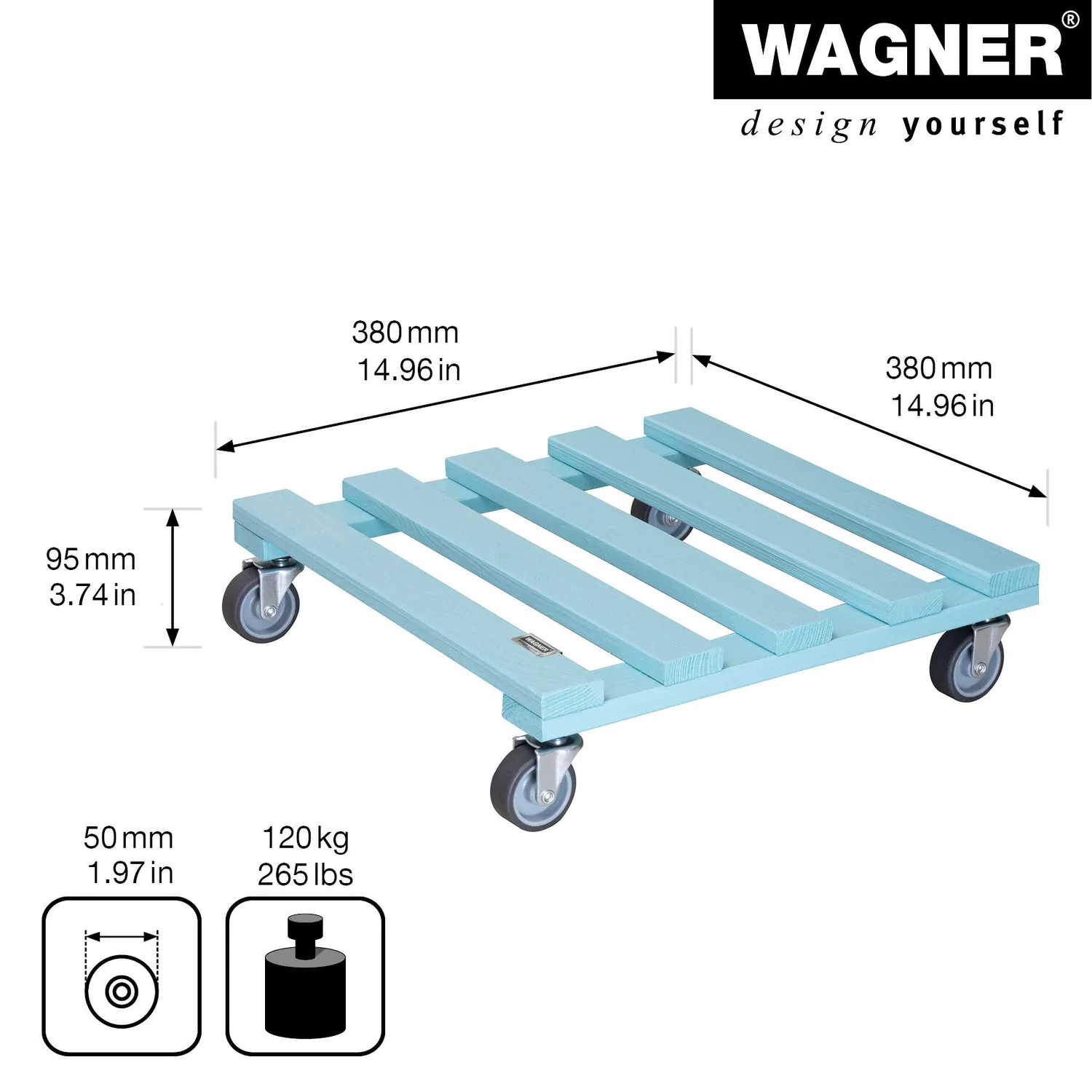 Wagner Aqua Splash carrello piante 38x38 cm aqua