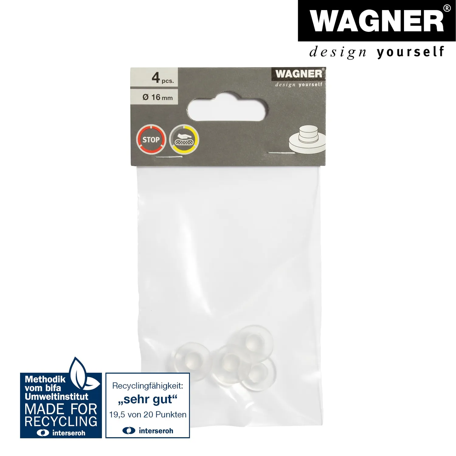 Wagner 15221399 tamponi elastici trasparenti 4 pezzi da incasso