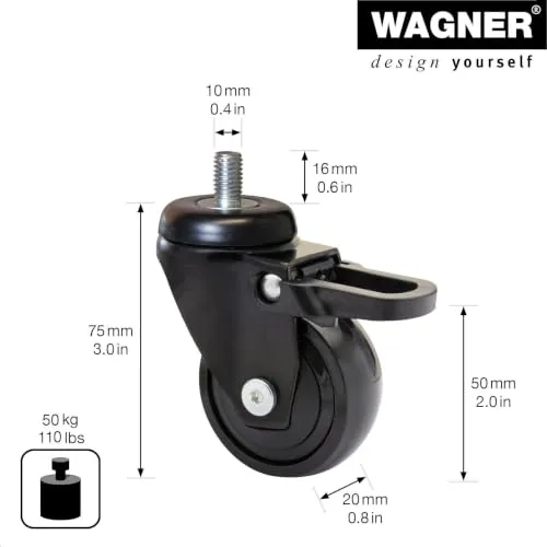 Wagner Design 3C 01235266 ruota perno 10x16 Ø50 con freno