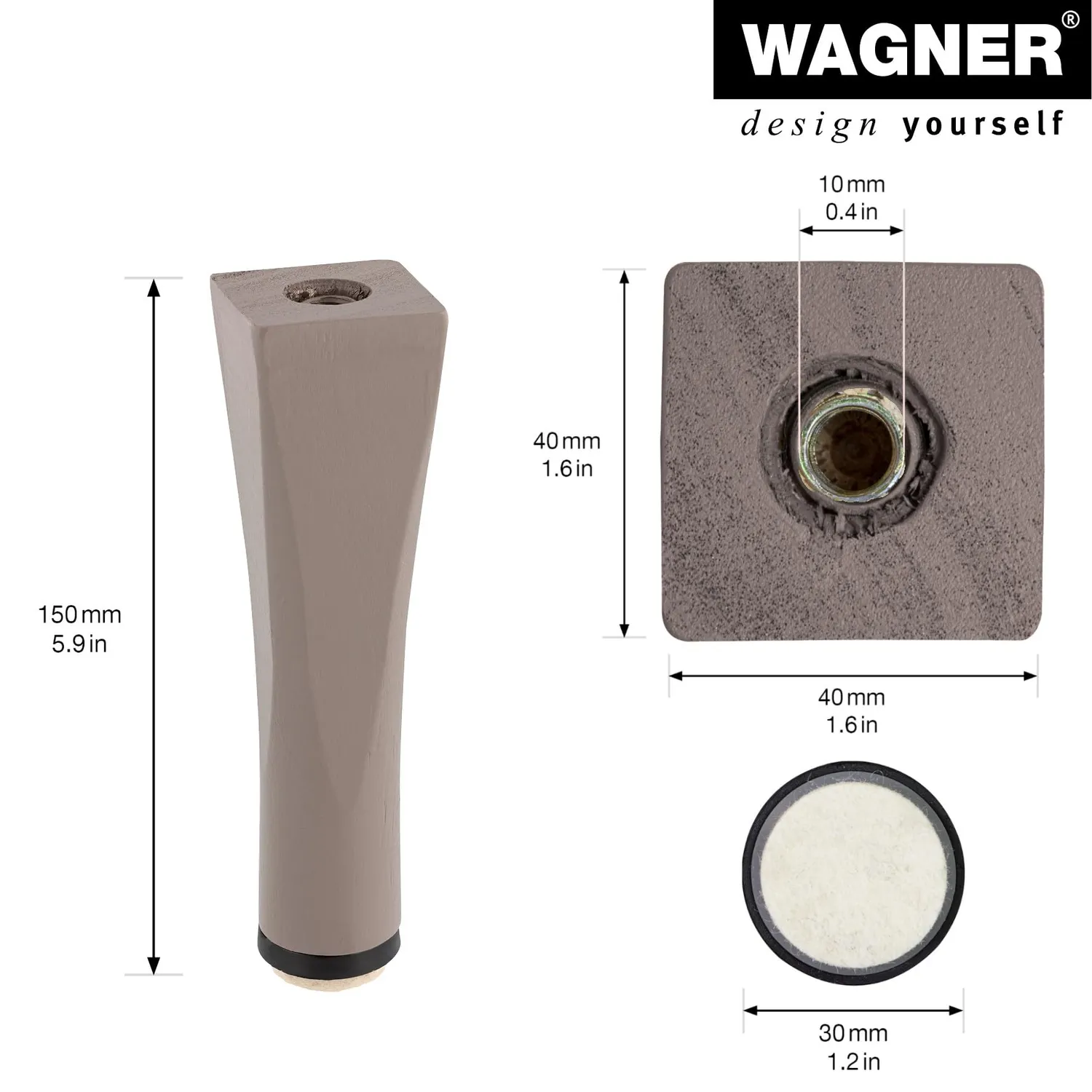 Wagner ST 7442 piede mobile pino tortora 150 mm