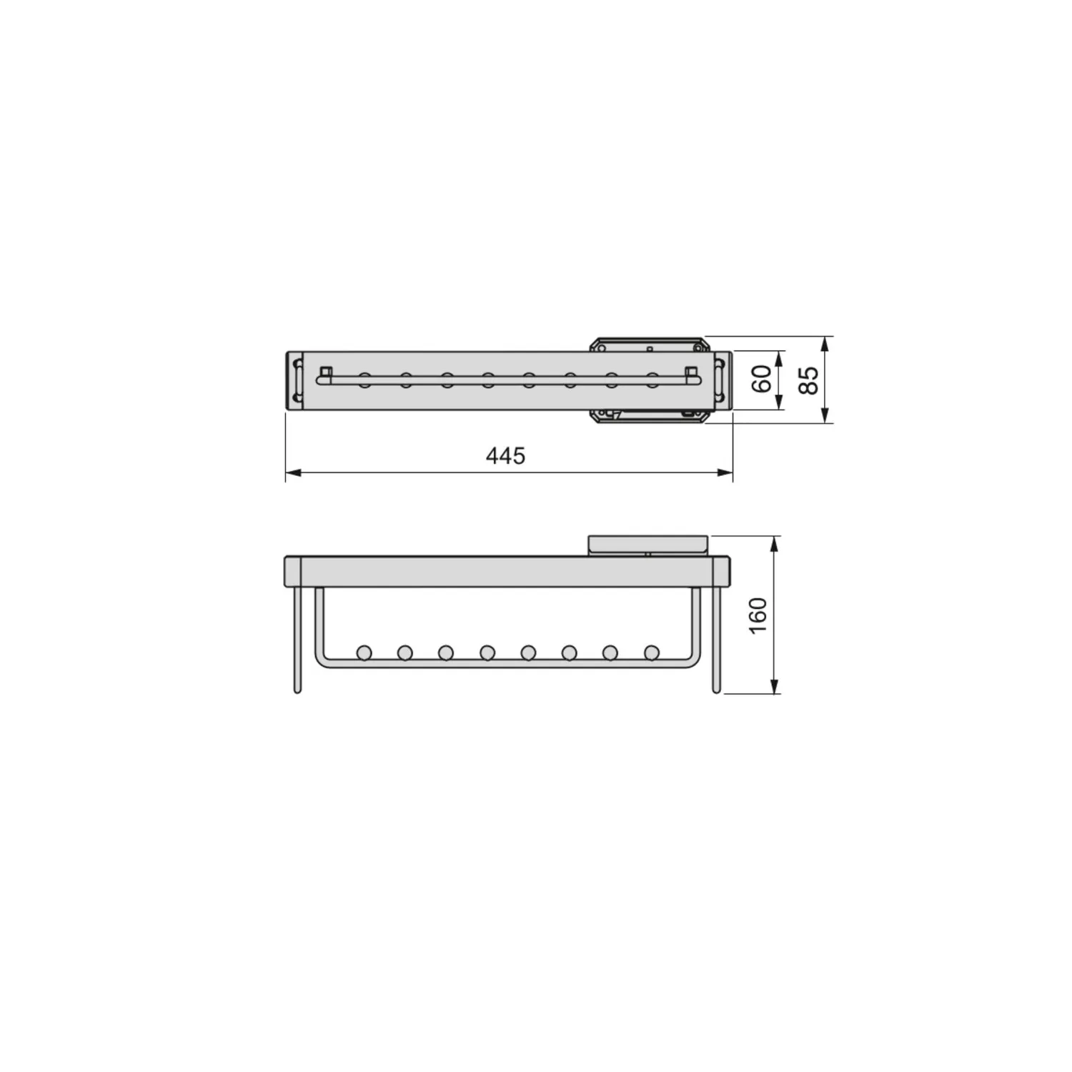 Emuca 7086513 appendiabiti estraibile soft moka 44,5 cm