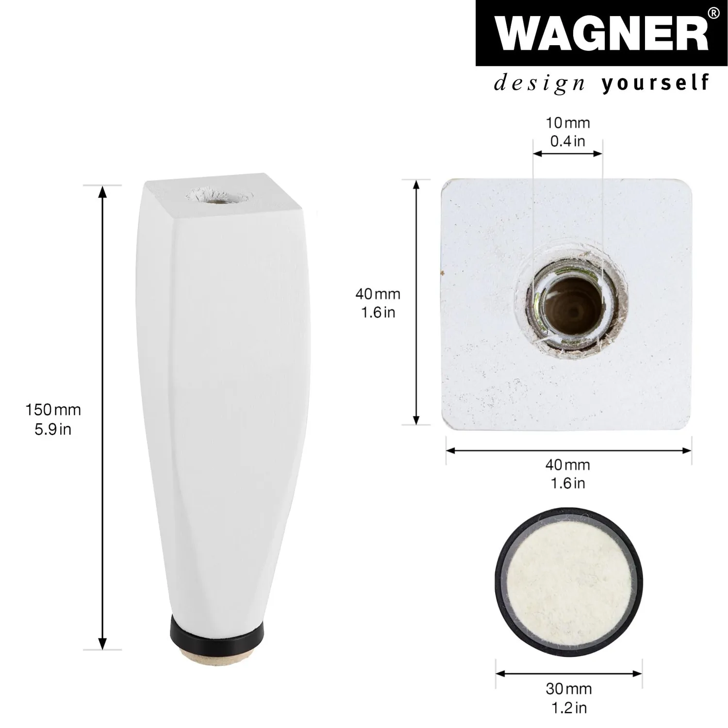 Wagner Design ST 7241 gamba legno pino bianco 150 mm