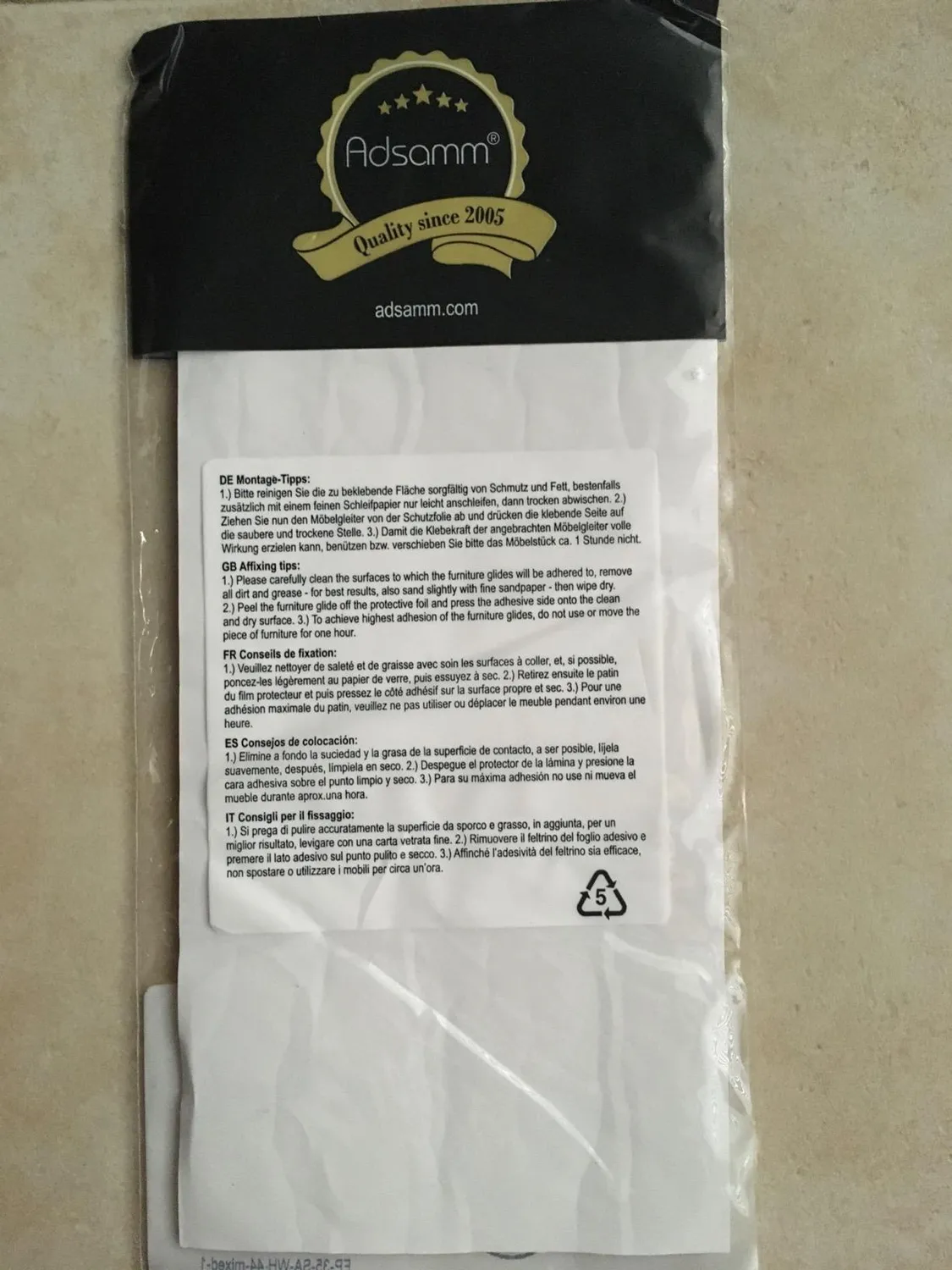 Adsamm feltrini autoadesivi misure miste bianchi 44 pezzi 3,5 mm