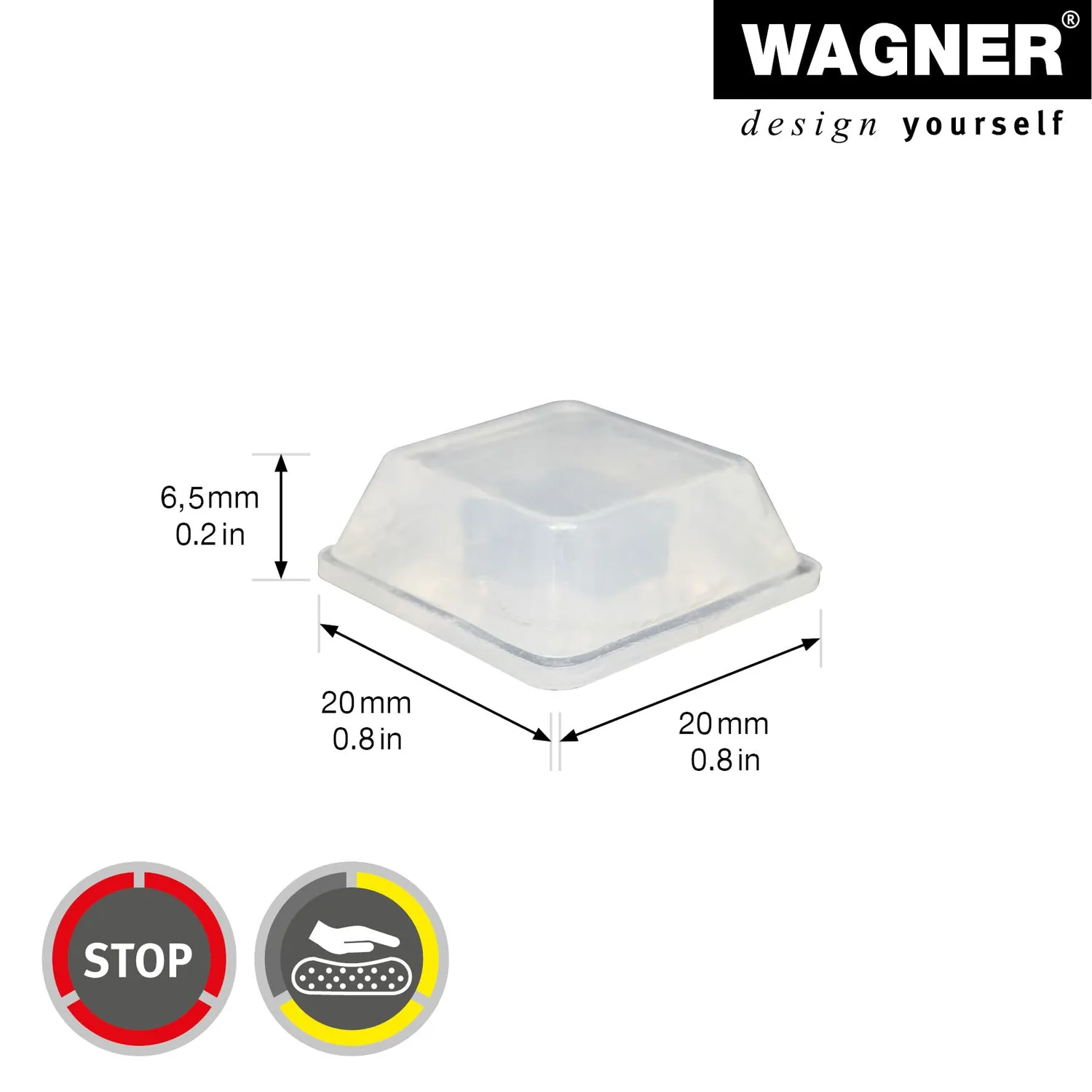 Wagner 15312099 Paracolpi Elastici 20x20 8 Pezzi Trasparenti
