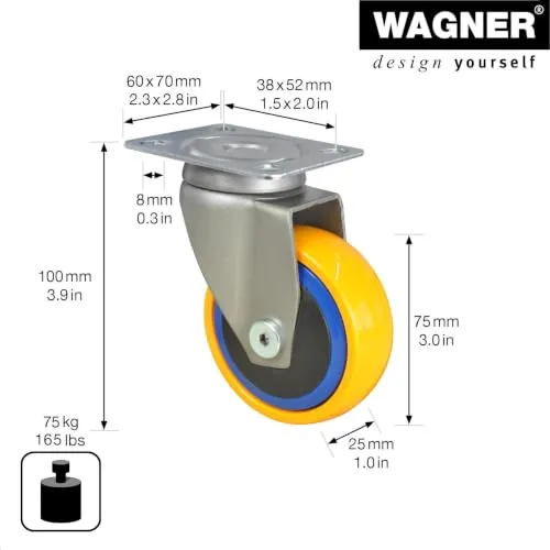 Wagner Design 3C RO 2275 ruota girevole 75 mm multicolore 75 kg
