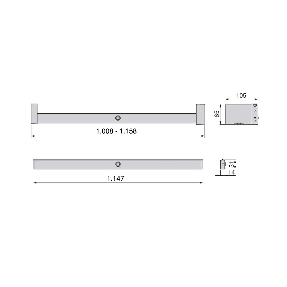 Emuca Asta Appendiabiti LED Armadio 1008-1158 mm Alluminio Sensore