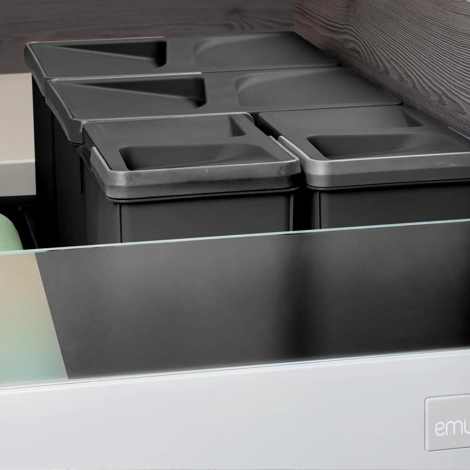 Emuca Harmony Contenitori cucina 2x15L H266 neri differenziata