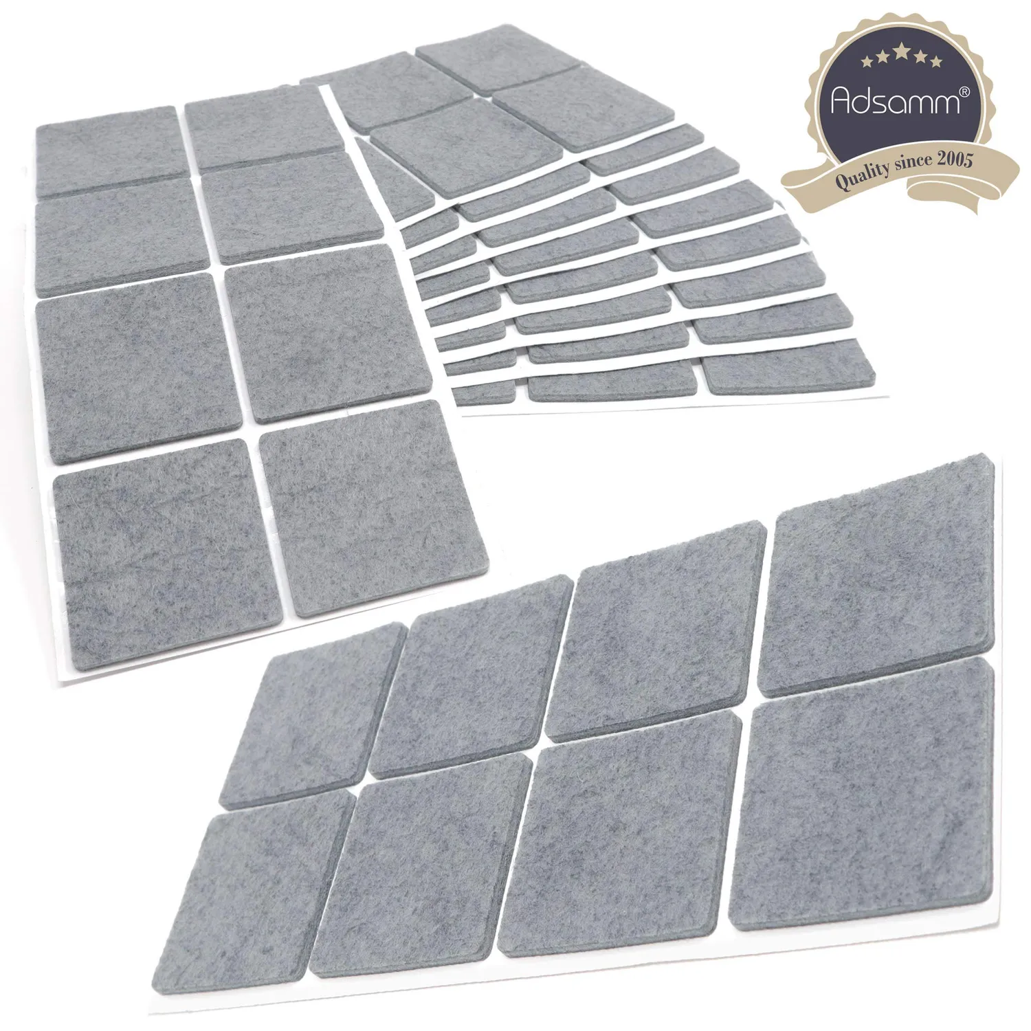 Adsamm feltrini autoadesivi grigi 50x50 mm 80 pezzi quadrati