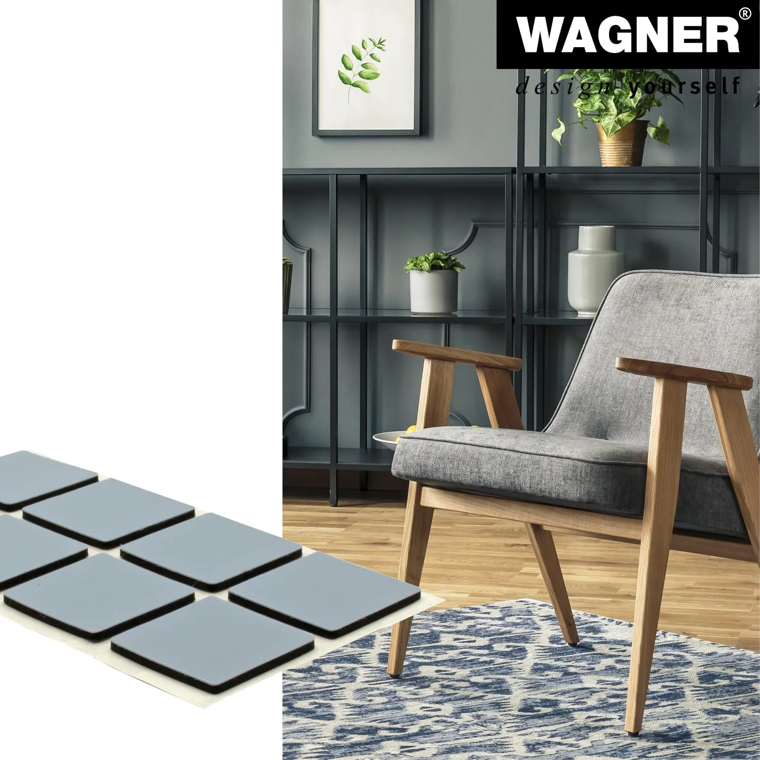 Wagner EH 1220 16122099 pattini PTFE 16 pezzi quadrati autoadesivi