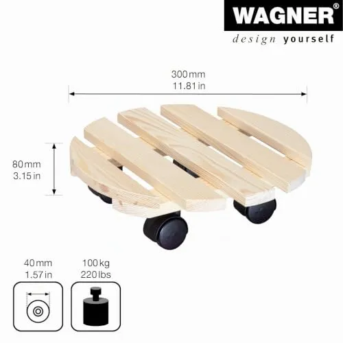 Wagner Paletti 20001801 Sottovaso Legno Ø30 cm Ruote 100 kg