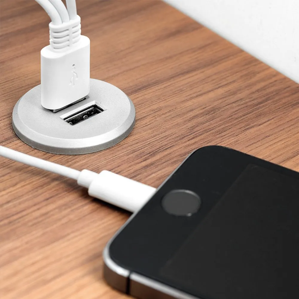 Emuca 5070625 Caricabatterie USB Incasso 2 Prese Grigio