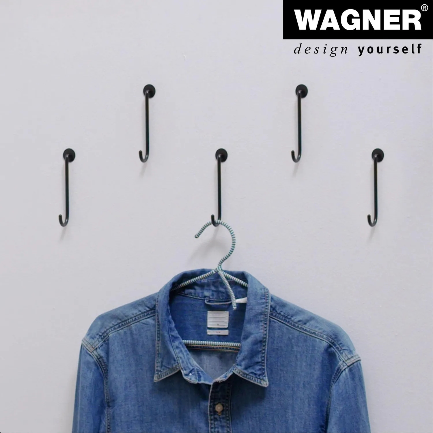 Wagner hooks4home Retrò gancio a muro 115x35 mm nero opaco