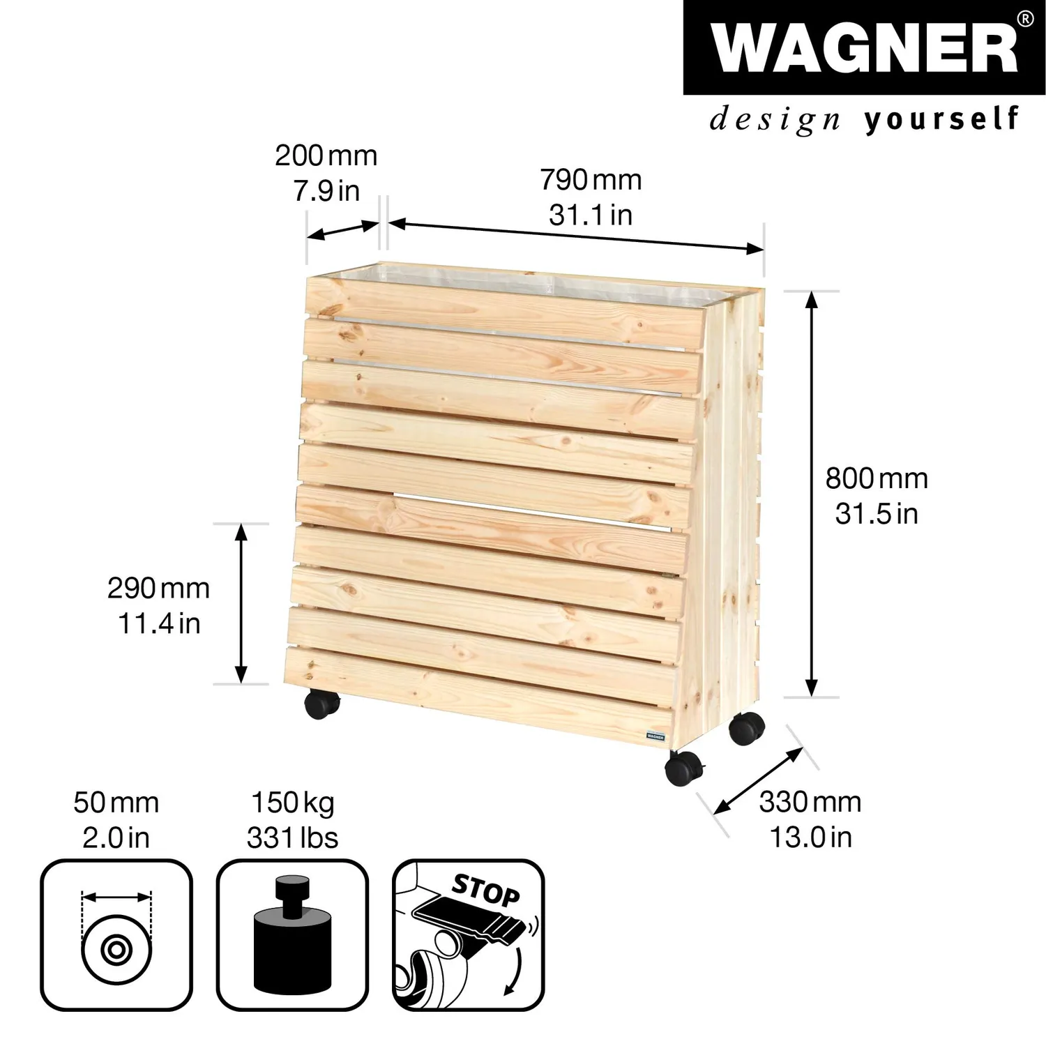 Wagner GreenFamily GreenBox M aiuola rialzata mobile legno