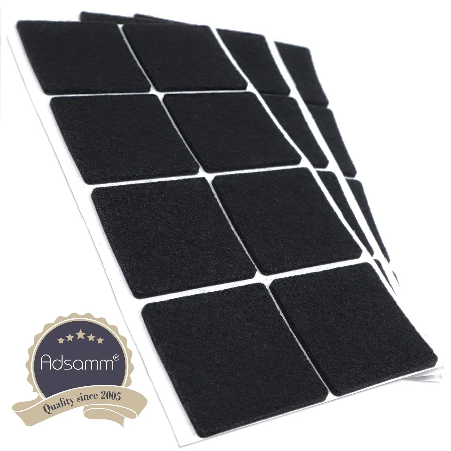 Adsamm feltrini autoadesivi quadrati neri 50x50 mm 24 pezzi