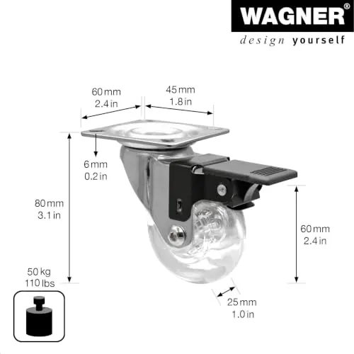 Wagner Skater 03308601 RO 3086 rotella trasparente 60 mm 1 pz