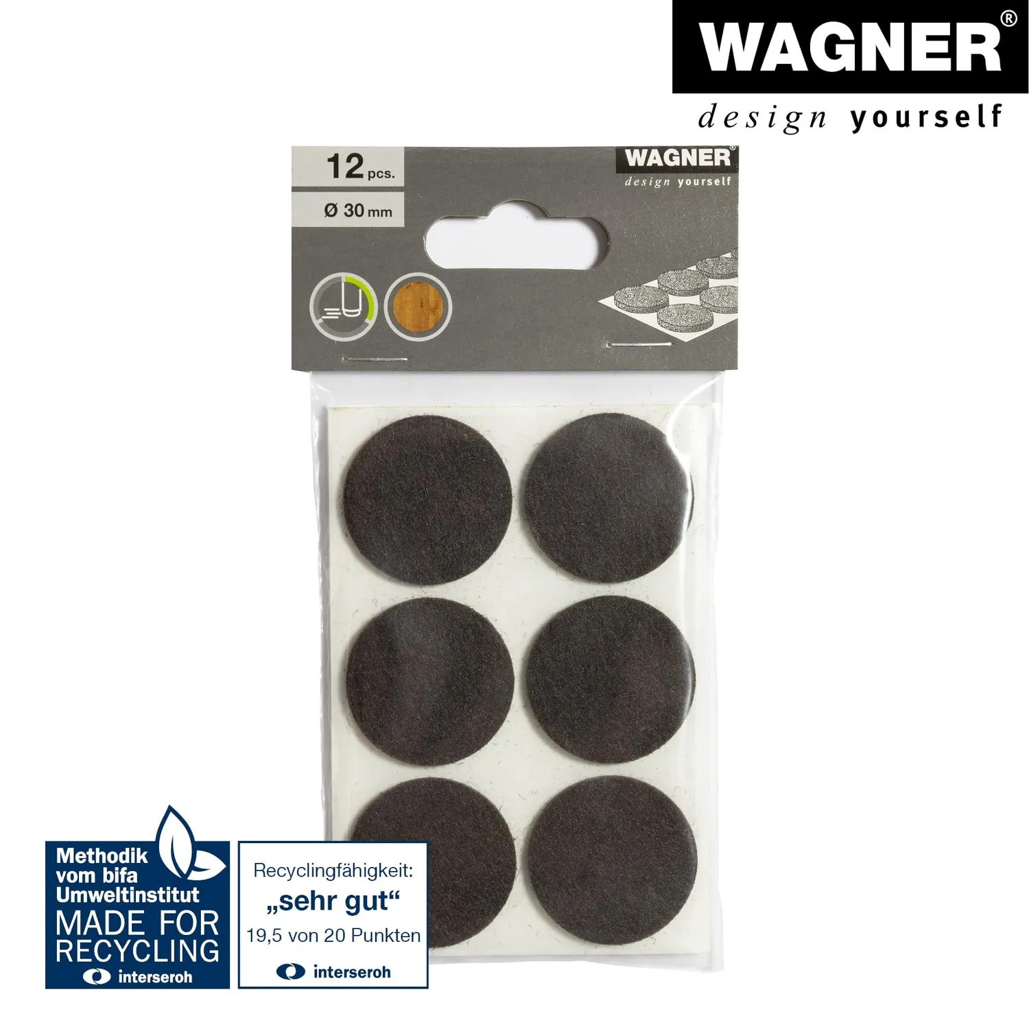 Wagner 15133099 feltrini adesivi marroni 12 pezzi scorrevoli