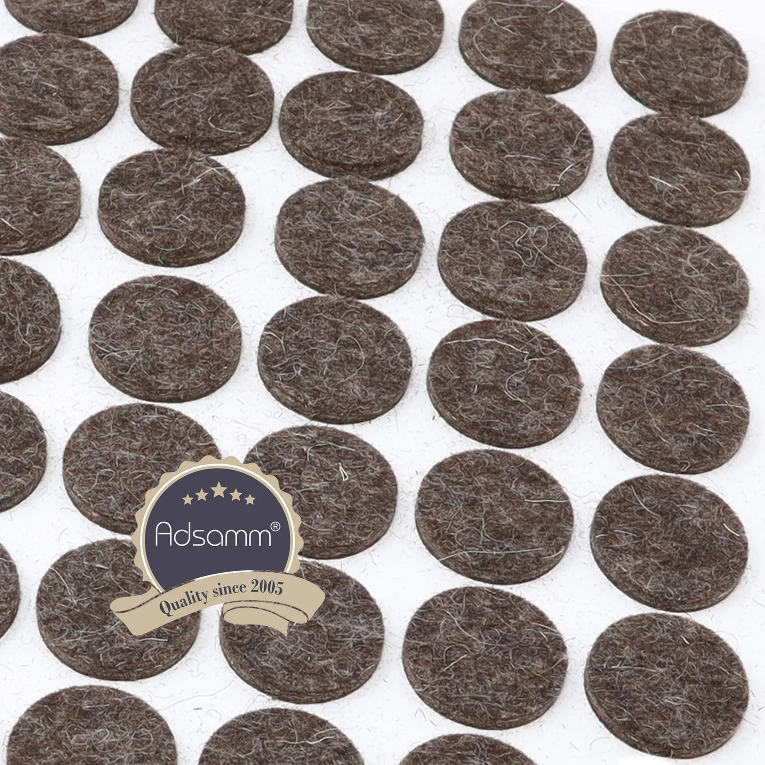 Adsamm Feltrini Ø 22 mm Marroni 150 Pezzi in Lana