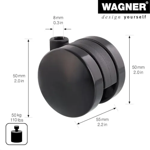 Wagner Laque RO 3023 rotella doppia 50 mm nera lucida 1 pz
