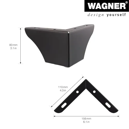 Wagner Sofa Wing ST 0452 gamba mobile 8 cm nera 1 pz