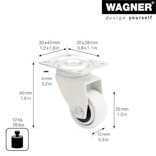 WAGNER 3C 01222601 ruota mobile bianca Ø25 mm 12 kg