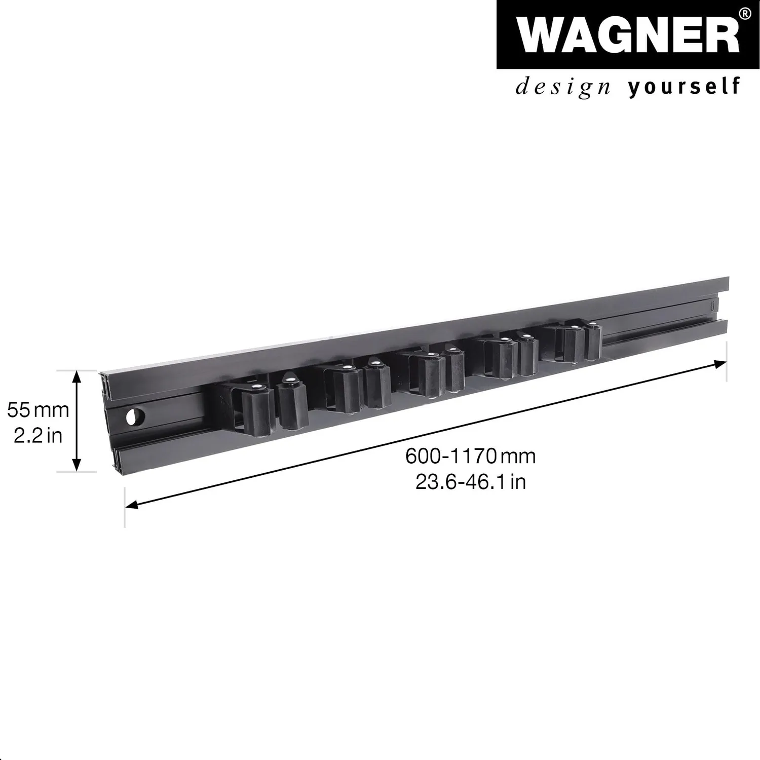 WAGNER hooks4tools 15529611 portautensili binario 5 clip nero