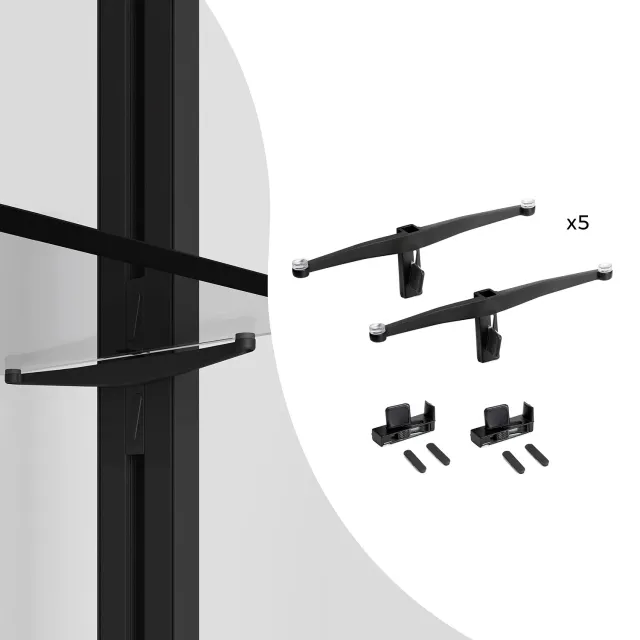 Emuca Zero Set 5 supporti mensole vetro nero testurizzato