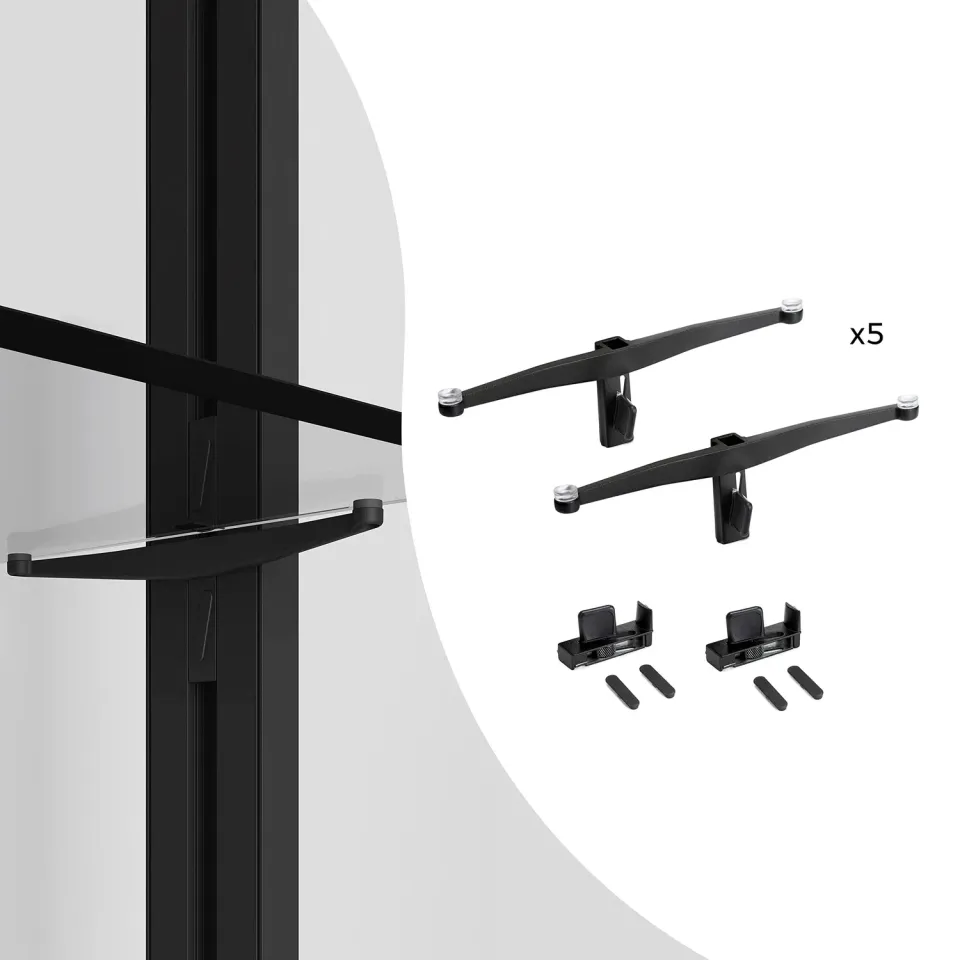 Emuca Zero Set 5 supporti mensole vetro nero testurizzato