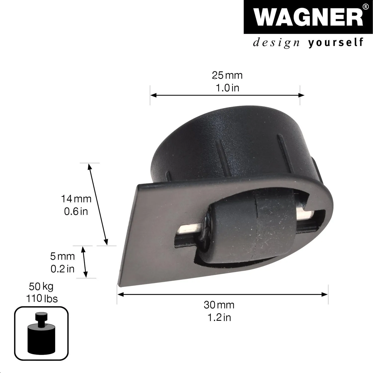 Wagner RO 7063 rotella incasso 15 mm 1 pz battistrada morbido