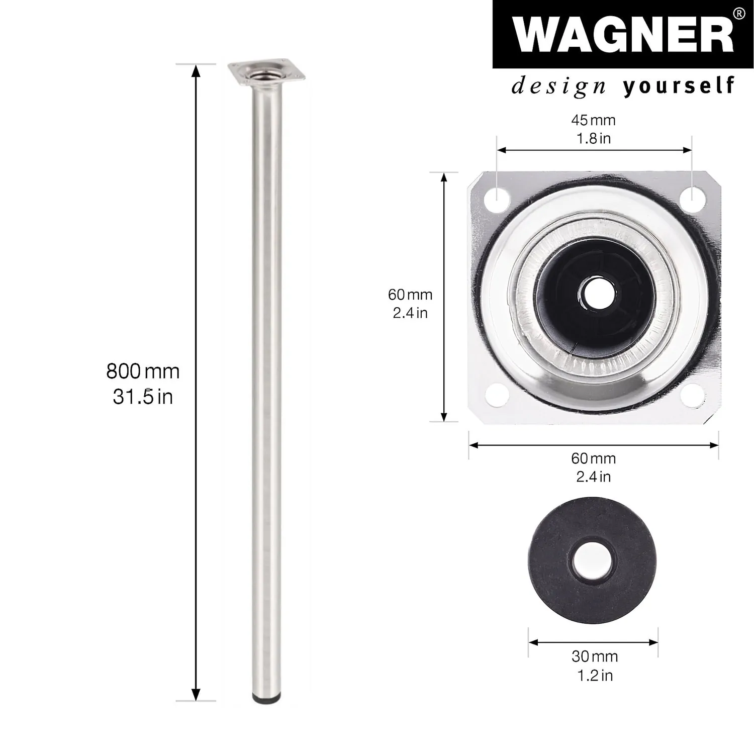 Wagner Classic ST 1180 gamba mobile 800 mm inox 1 pezzo