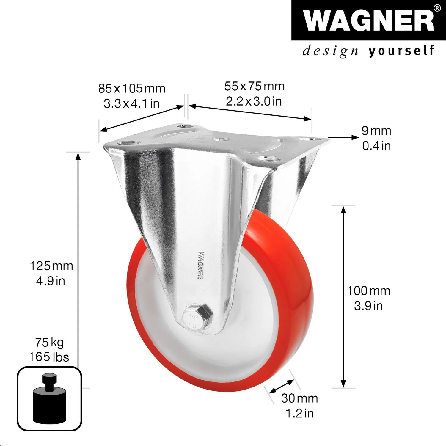 Wagner 04880001 rotella fissa morbida 100 mm rossa 1 pz