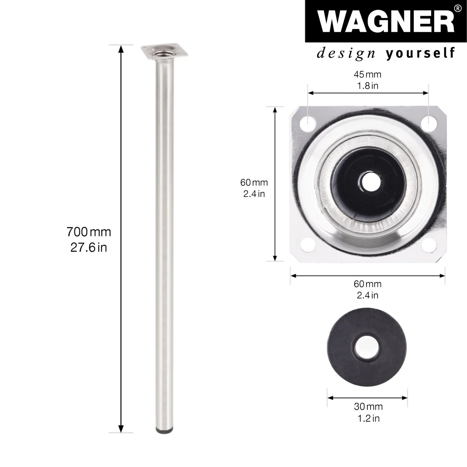 Wagner Classic ST 1170 gamba mobile acciaio 700 mm