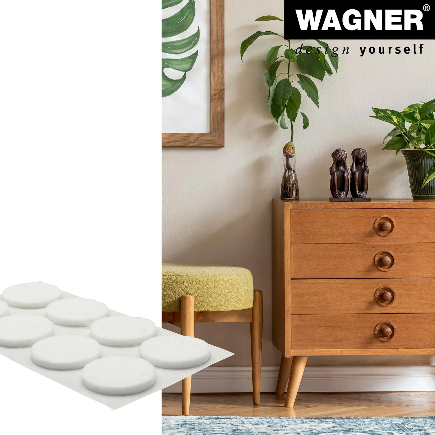 Wagner EH 1222 feltrini tondi Ø22 mm 24 pezzi bianchi adesivi