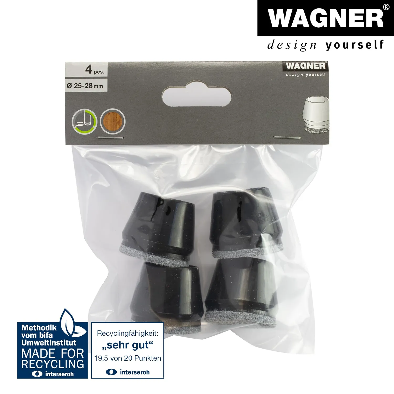 Wagner EH 0668 tappi tubolari feltro neri 4 pezzi