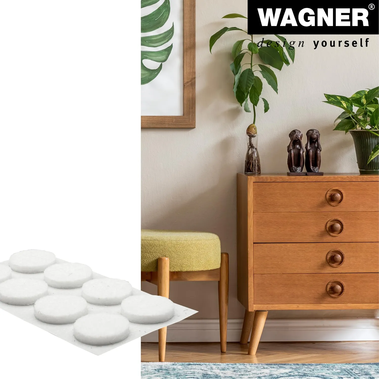 Wagner EH 1214 feltrini adesivi Ø15 mm bianchi 24 pz feltro