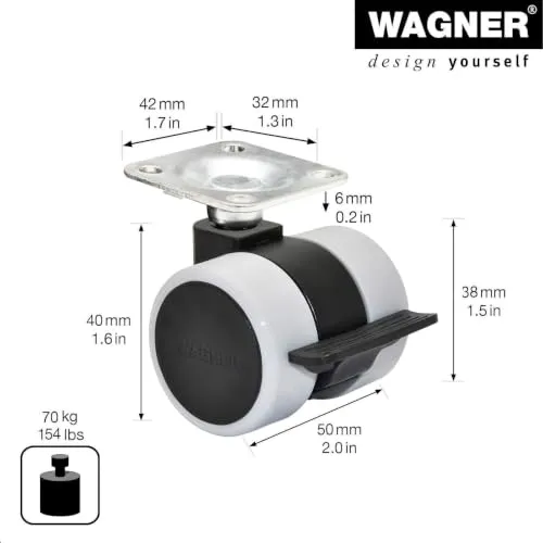 Wagner RO0243 rotella mobili piastra nero-grigio 1pz 70kg