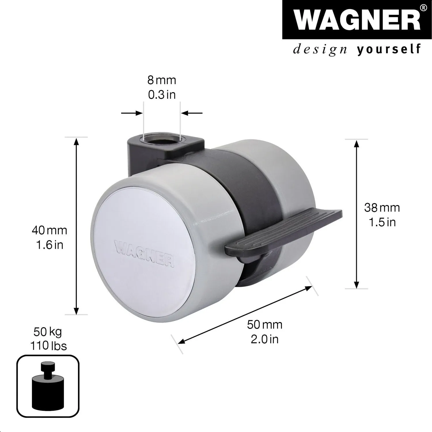 Wagner Design RO 0104 rotella doppia morbida nera con freno