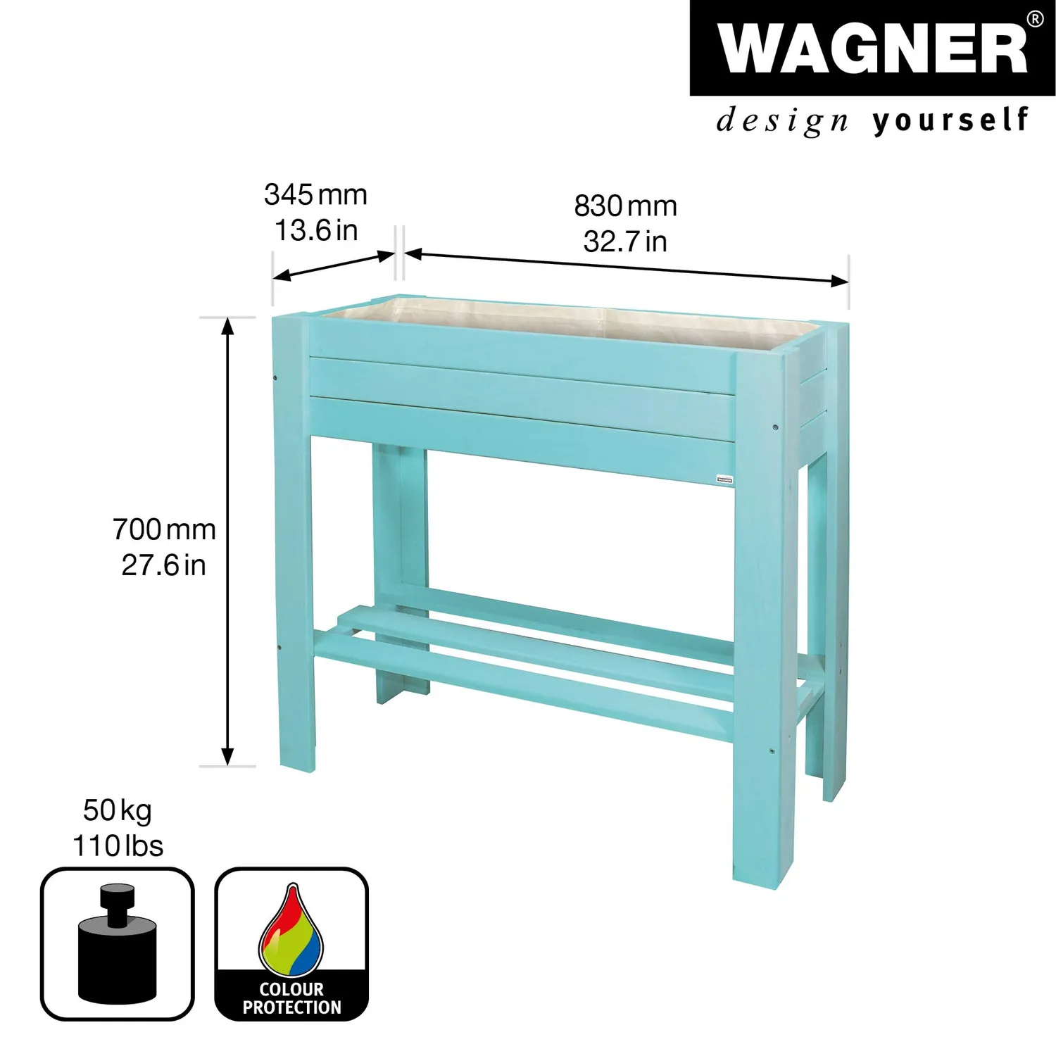 Wagner GreenFamily GreenBOX Light aiuola rialzata aqua 70x83 cm