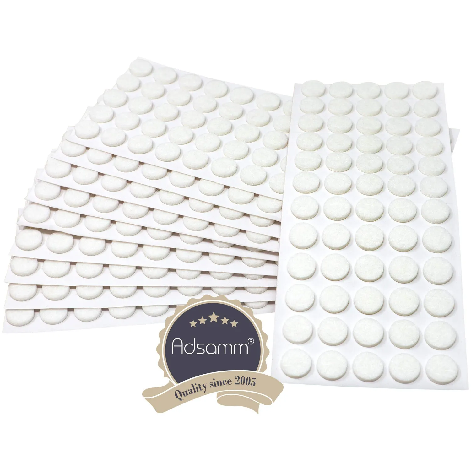 Adsamm Feltrini Autoadesivi Ø 14 mm 600 Pezzi Bianchi 3,5 mm