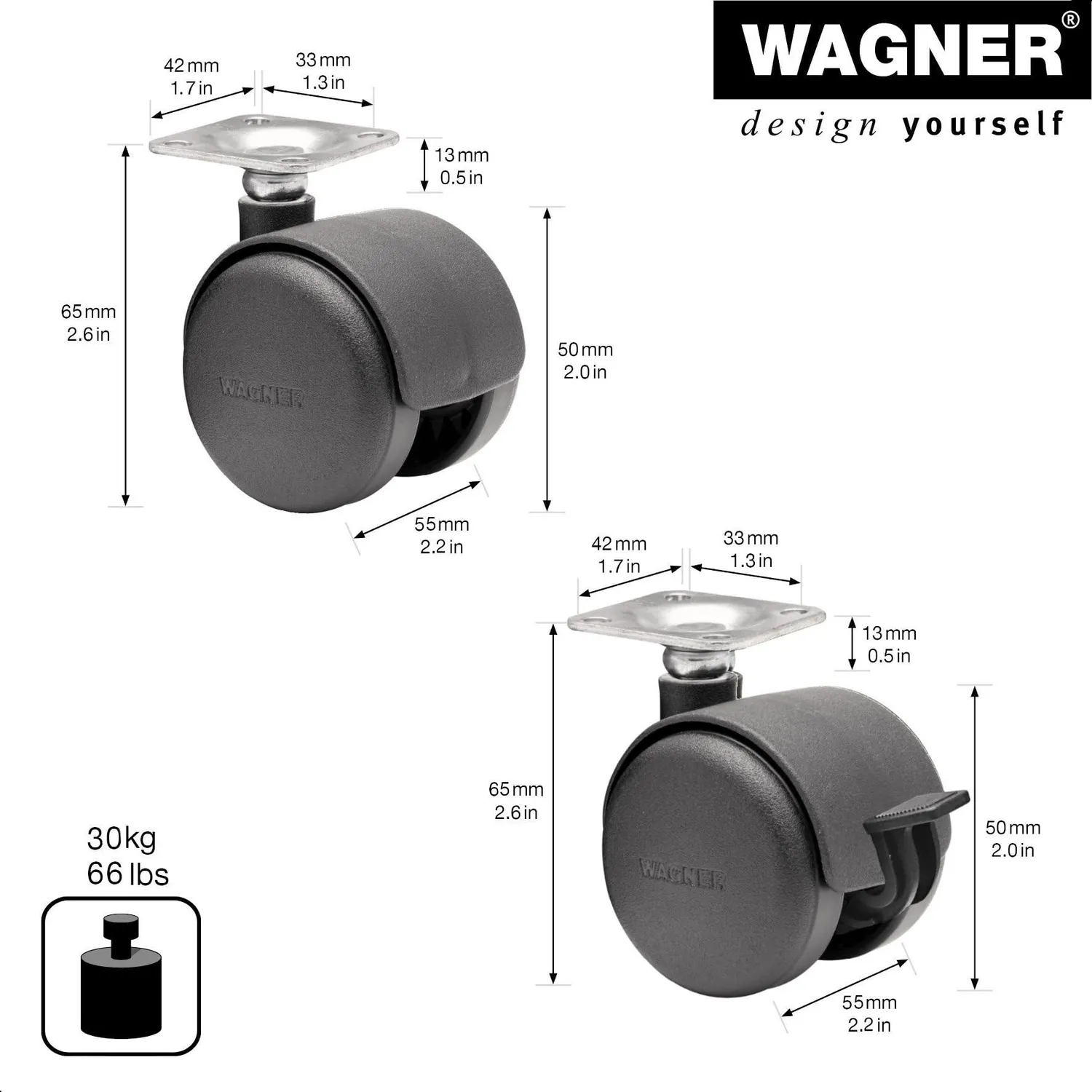 Wagner 02012688 rotelle doppie 50 mm 8 pezzi dure