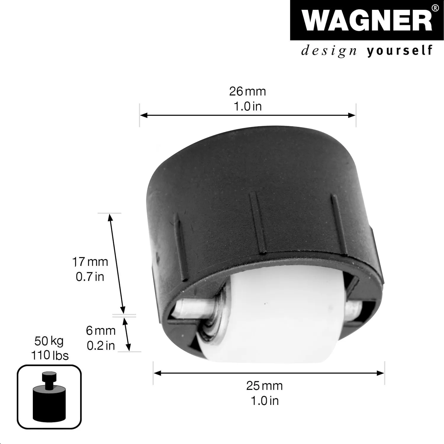 Wagner Design RO 7043 rotella incasso dura 15 mm 50 kg