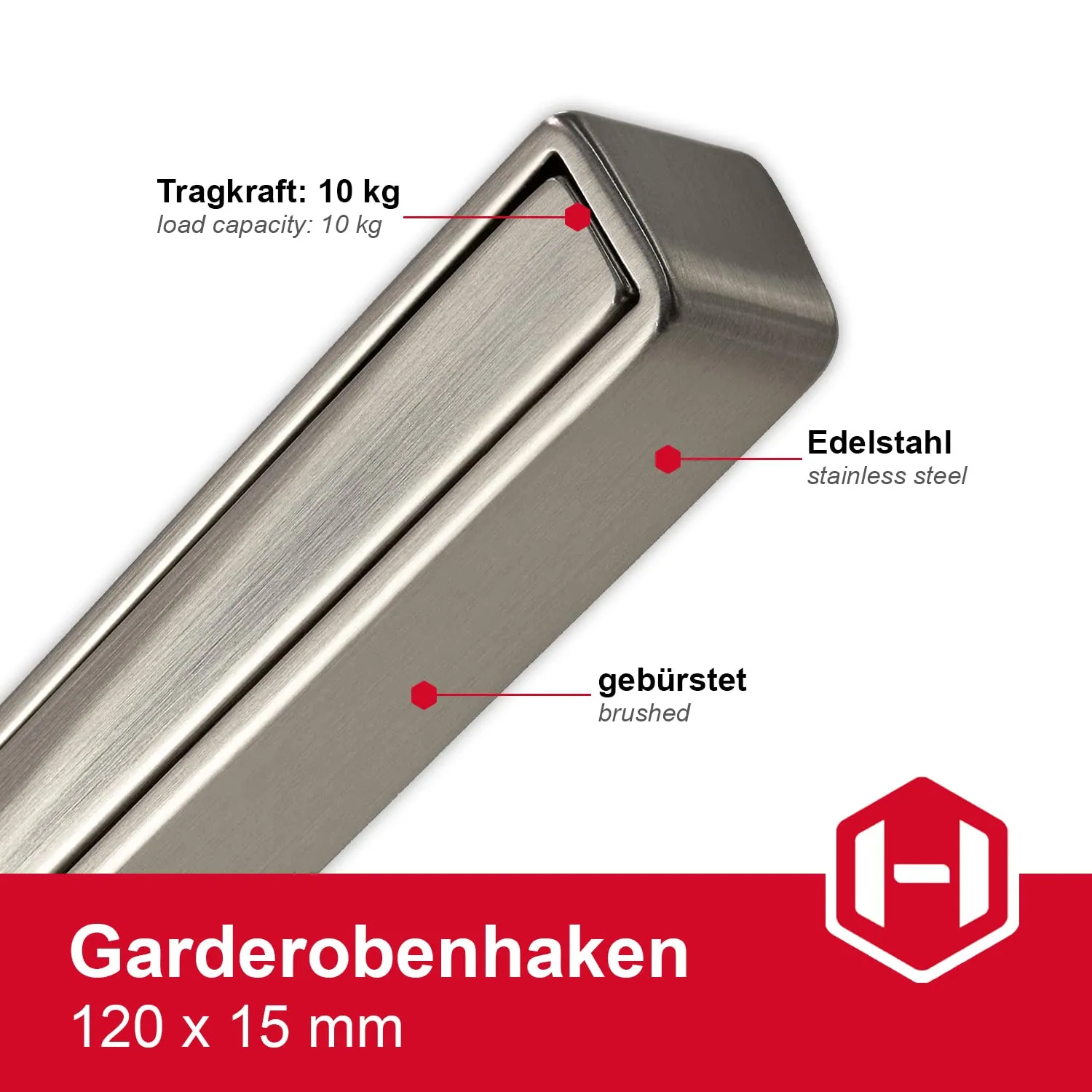 Gedotec Java gancio pieghevole acciaio inox 120 mm 1 pezzo