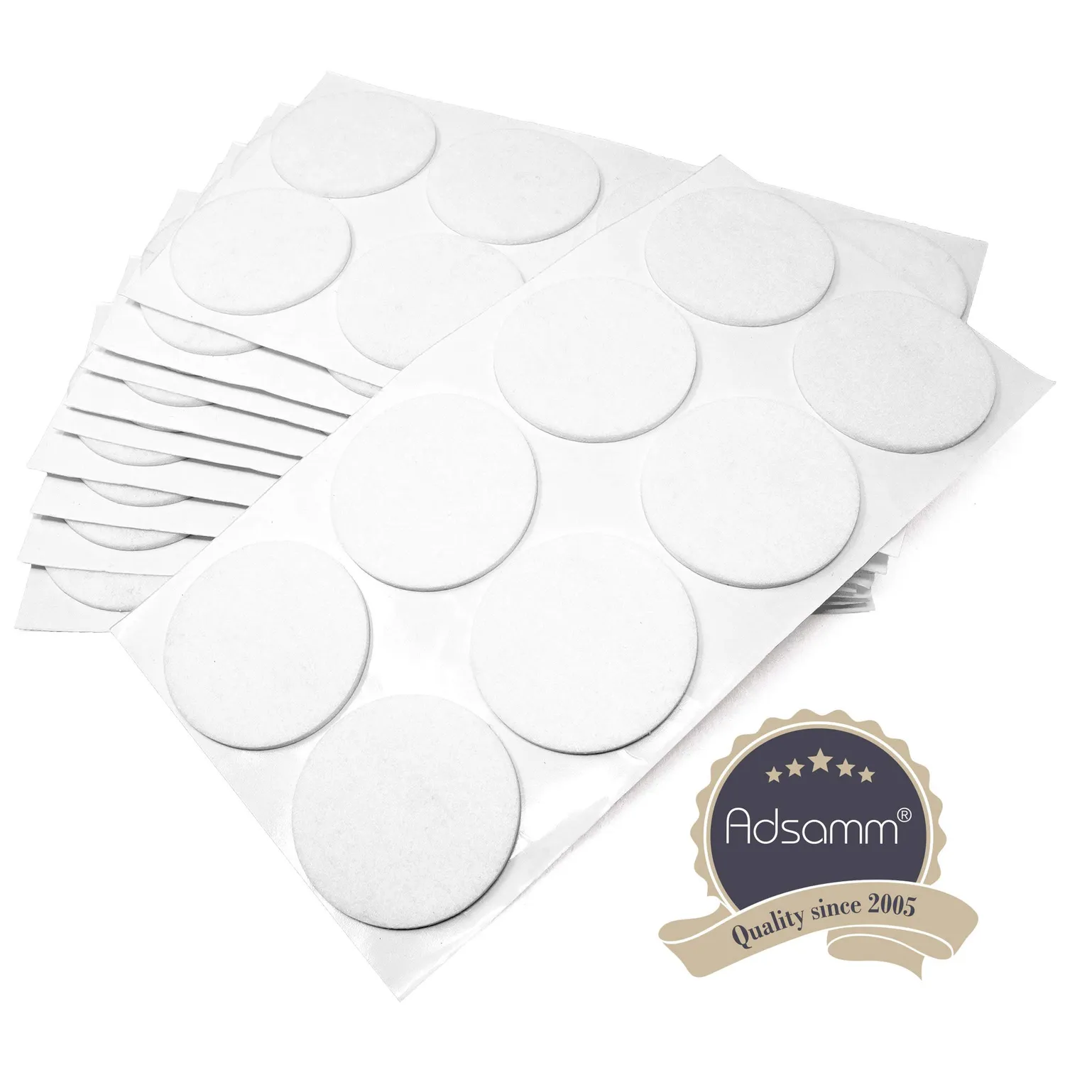 Adsamm 80 feltrini autoadesivi bianchi Ø 60 mm spessore 3,5 mm